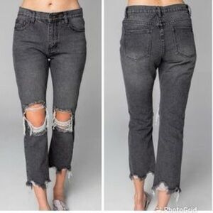 Buddy Love Charcoal Distressed Rosco straight leg Jeans size 28